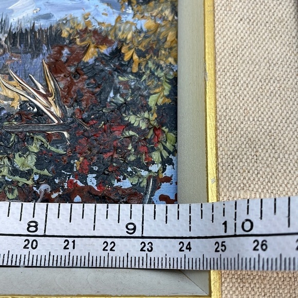 Vintage Oil on Canvas Painting Mountains Lake Scene Signed by Artist - Picture 9 of 13